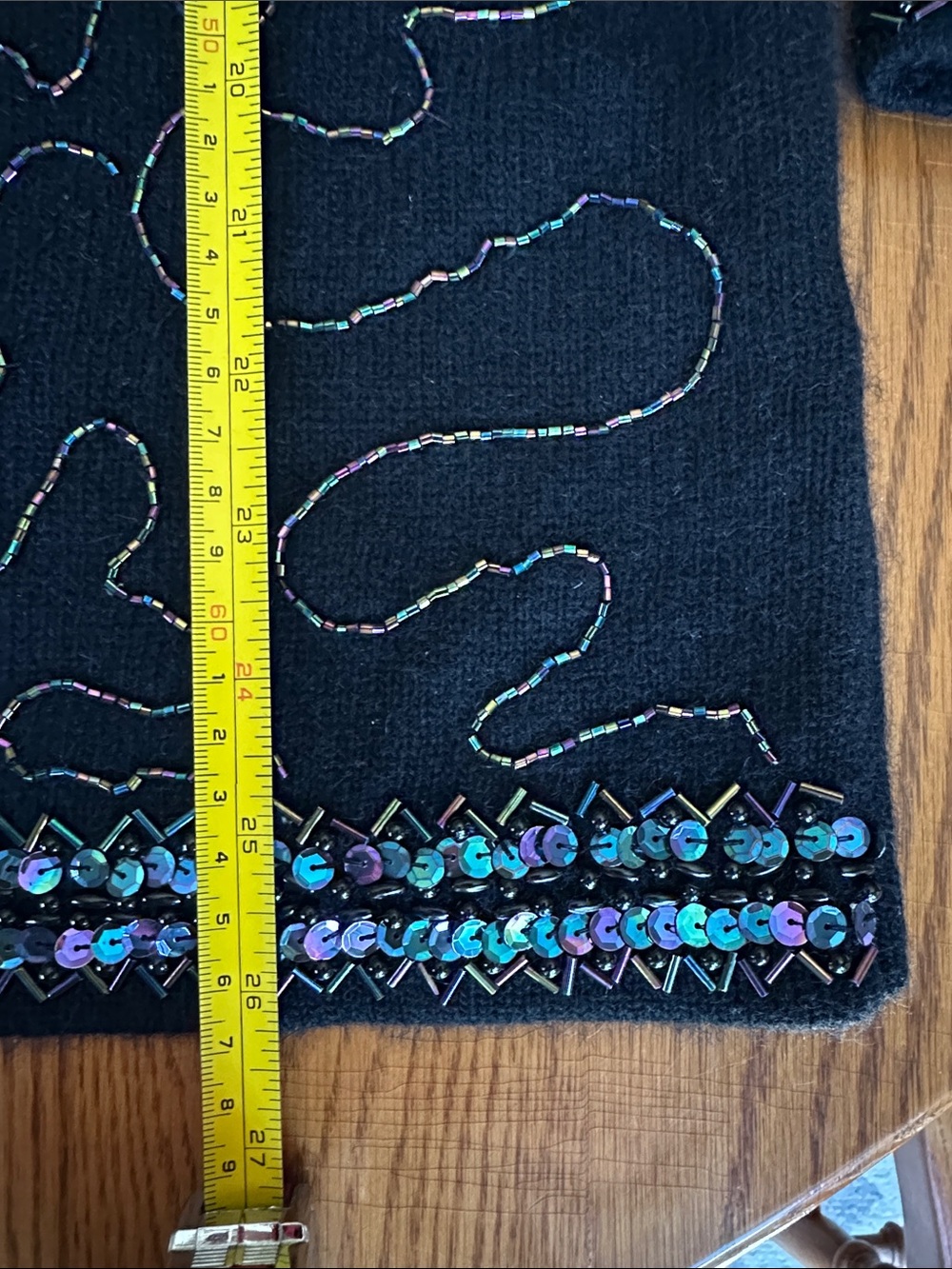 Black Embellished Crewneck Sweater with Iridescent Sequins - Picture 11 of 12